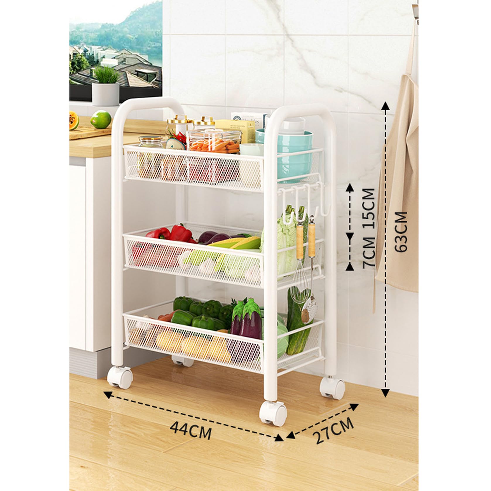 Amazon.co.jp: CFGZC キッチンワゴン ローリングカート 収納カート